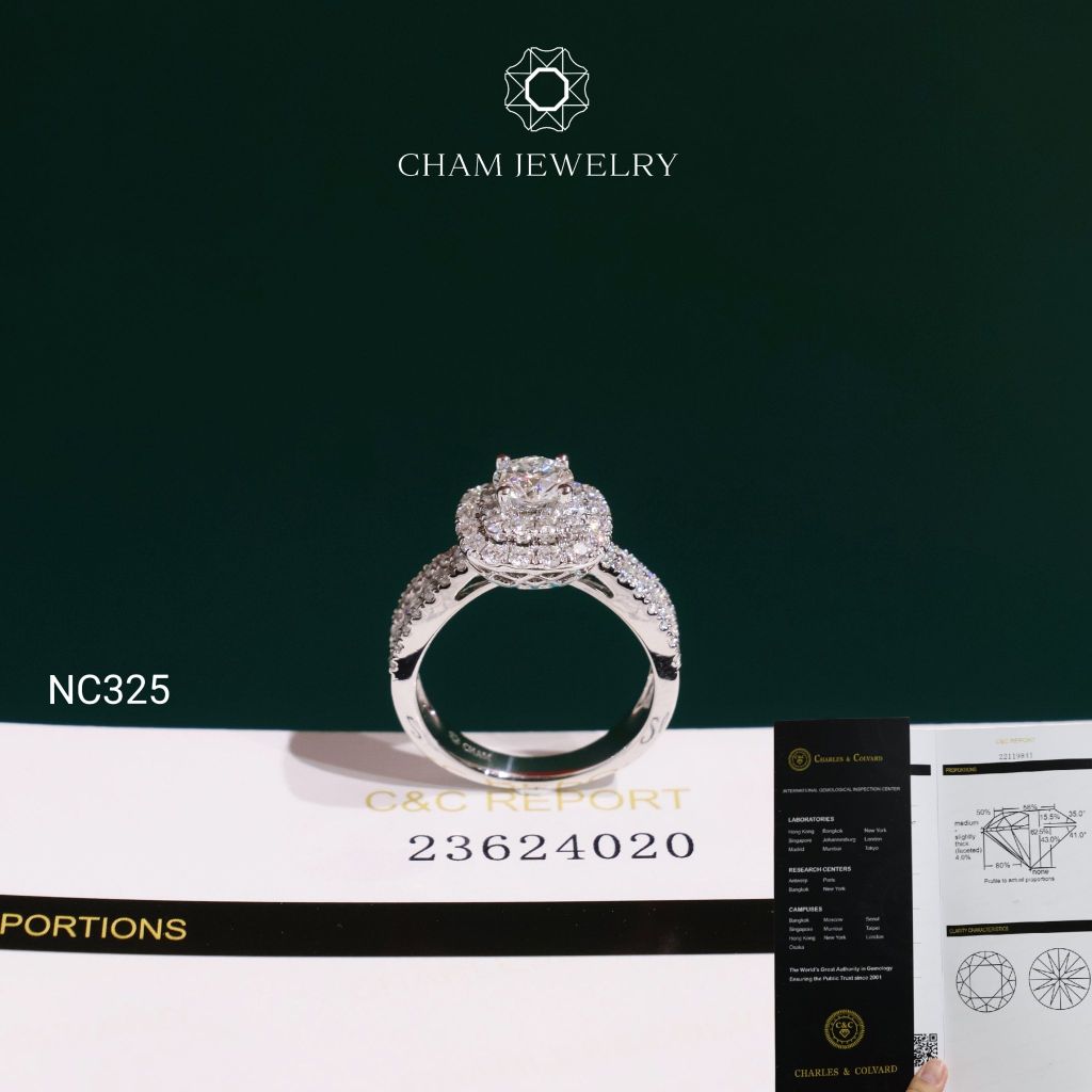 Nhẫn NC325 CHAM JEWELRY, Chủ 5.4mm Đá Moissanite C&C (OCNN172)