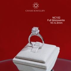 Nhẫn NC102 CHAM JEWELRY, Full Đá Moissanite, Chủ 6.3mm (Barcode ONNU46)