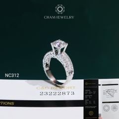 Nhẫn NC312 CHAM JEWELRY, Đá Moissanite C&C Chủ 8.1mm (Barcode OCNN146)