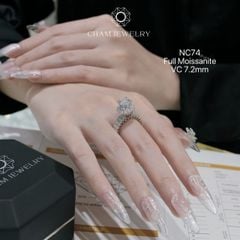 Nhẫn NC74 CHAM JEWELRY, Full Moissanite, Chủ 7.2mm (Barcode ONNU106)