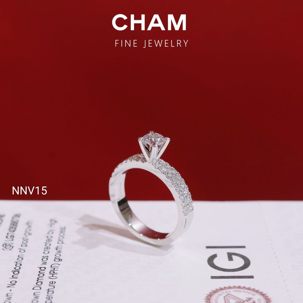 Nhẫn Nữ NNV15 Vàng 10k Chủ 4.5mm Kim Cương Lab Grown Diamond