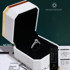 Nhẫn NC303 CHAM JEWELRY, Đá Moissanite C&C Chủ 4.5mm (Barcode OCNN99)
