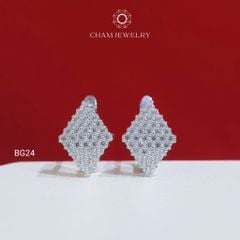 Hoa Tai CHAM JEWERLY BG24, Bông Hình Thoi Full Đá (Barcode TBG199)