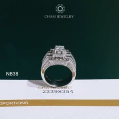 Nhẫn Nam NB38 CHAM JEWELRY, Full Moissanite Cao Cấp Chủ 6.3mm (Barcode OCNA06)