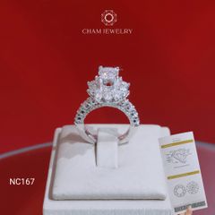 Nhẫn NC167 CHAM JEWELRY, Full Đá Moissanite, Chủ 6.3mm (Barcode OCNN08)