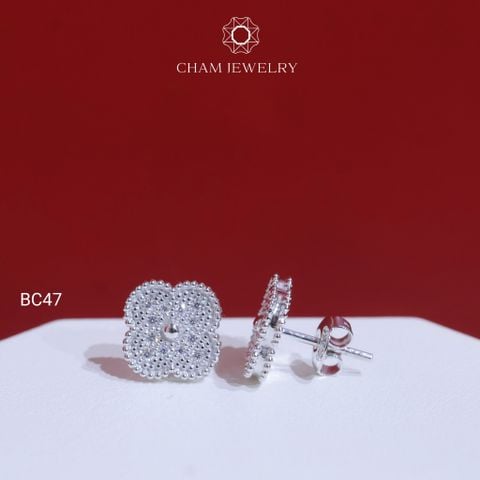 Hoa Tai CHAM JEWELRY BC47, Full Moissanite Bản 9.0mm (Barcode OB79)