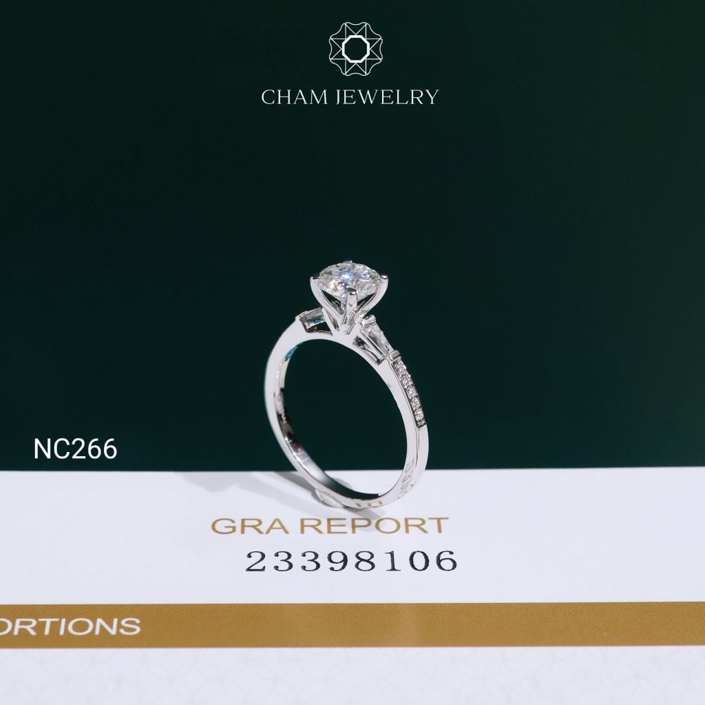 Nhẫn NC266 CHAM JEWELRY, Nhẫn Full Đá Moissanite Chủ 6.0mm (Barcode OCNN96)