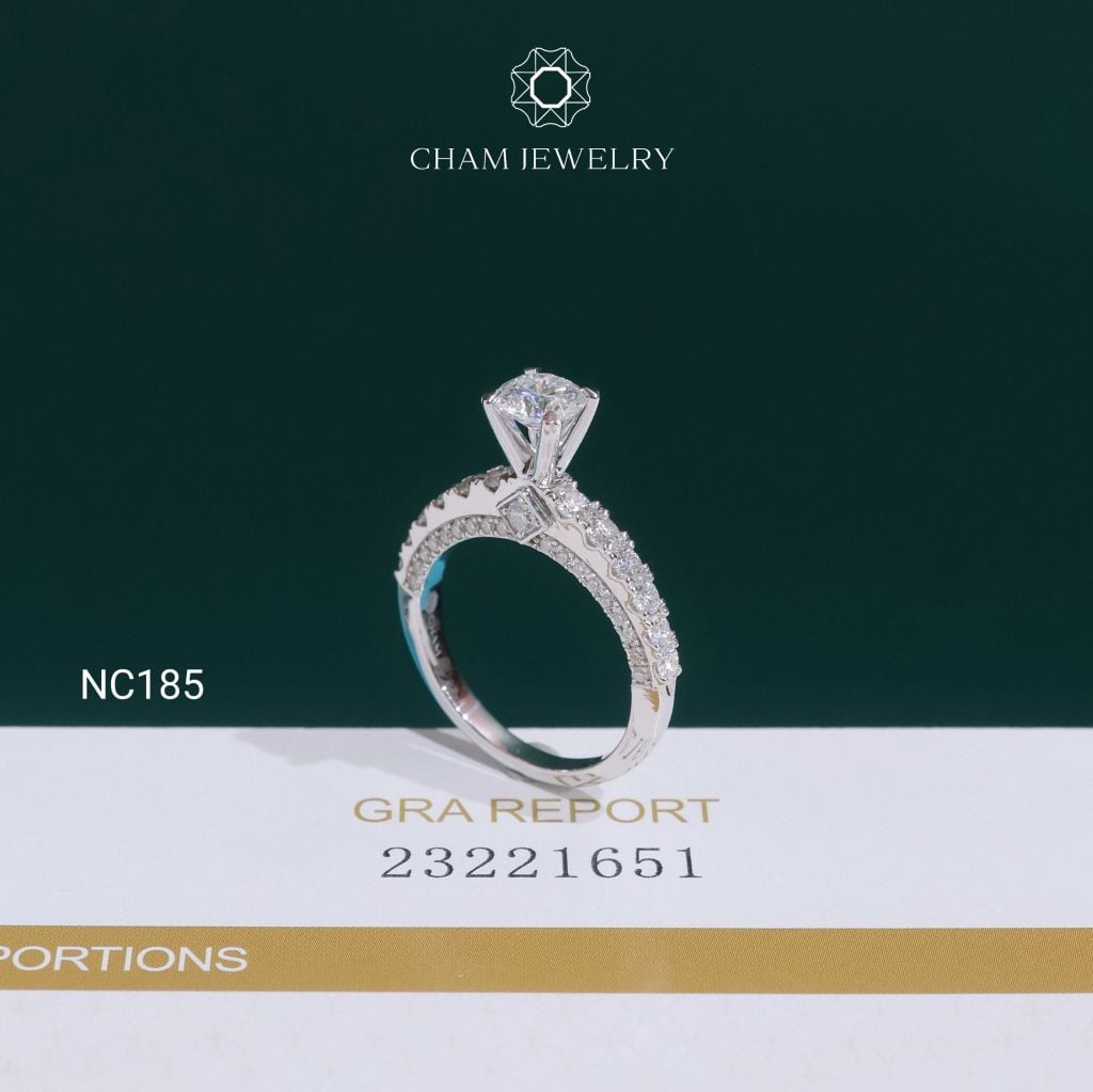 Nhẫn NC185 CHAM JEWELRY, Full Đá Moissanite Chủ 5.4mm (Barcode OCNN15)