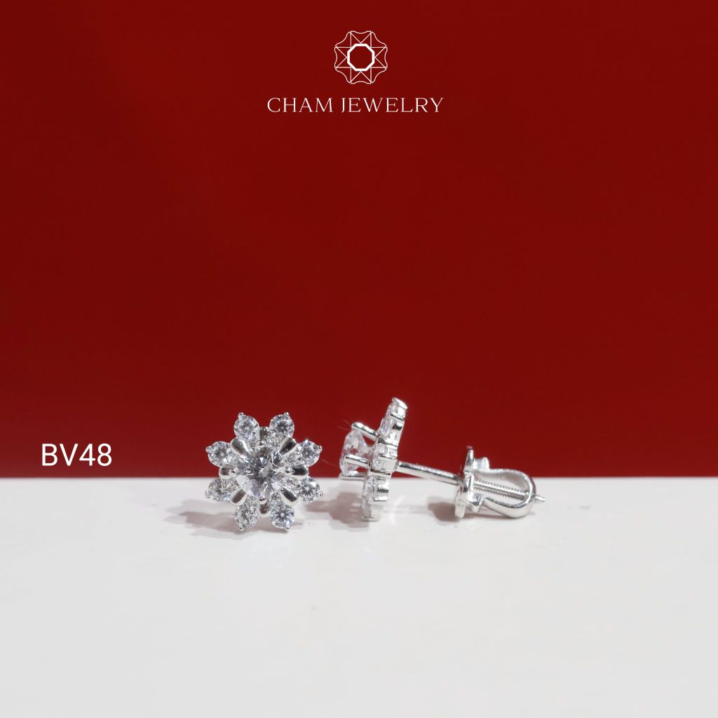 Hoa Tai BV48 CHAM JEWELRY , Chủ 4.0mm ( Barcode TBV490).