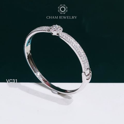 Vòng Tay VC31 CHAM JEWELRY, Vòng Tay Kiểu Chủ 3.5mm Full Moissanite C&C (OCV20).