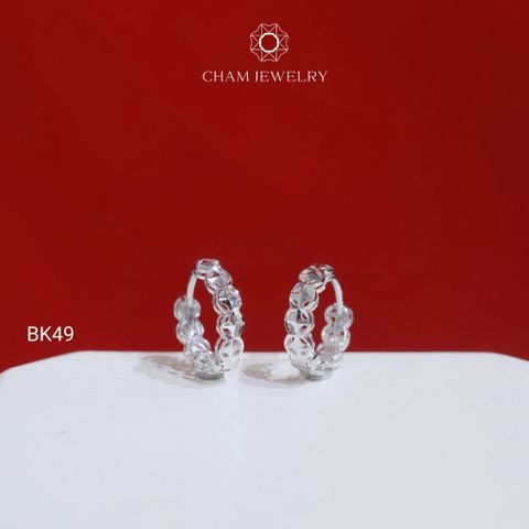 Hoa Tai BK49 CHAM JEWELRY, Hoa Tai Kim Tiền Bản 3.0mm (Barcode TBK251).