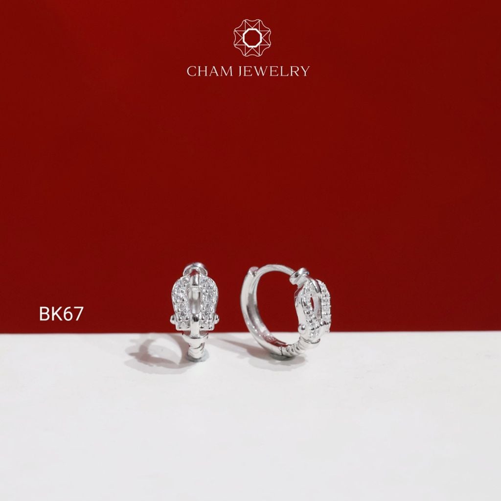 Hoa Tai BK67 CHAM JEWELRY, Hoa Tai Khoen Kiểu (Barcode TBK386).