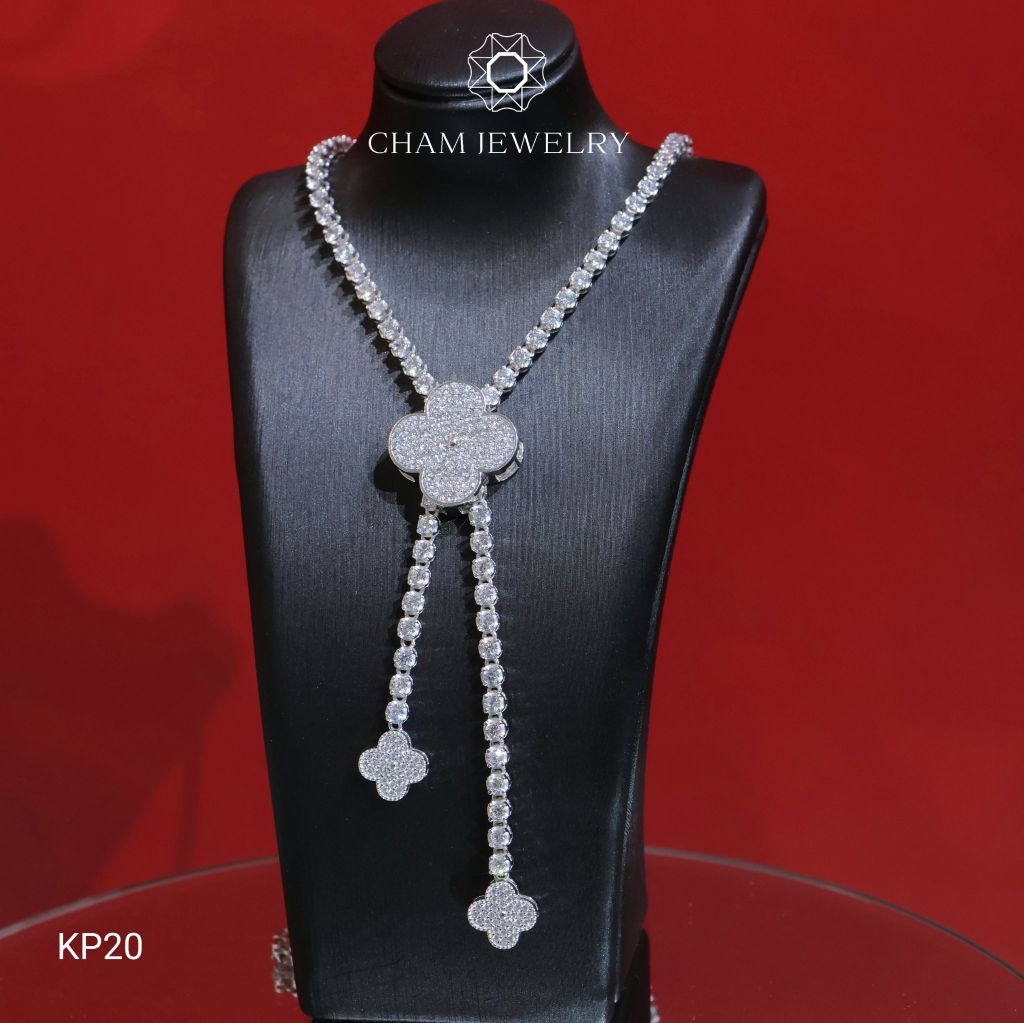 Dây Chuyền KP20 CHAM JEWELRY, Dây Full Tenic 2.5mm Mặt 4 Lá (Barcode TDKM491)