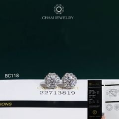 Hoa Tai BC118 CHAM JEWELRY, Hoa Tai Chủ 5.4mm Full Moissanite Đá C&C (OCB38)