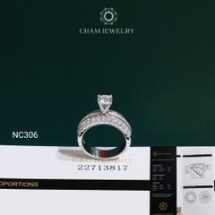 Nhẫn NC306 CHAM JEWELRY, Đá Moissanite C&C Chủ 5.4mm (Barcode OCNN135)