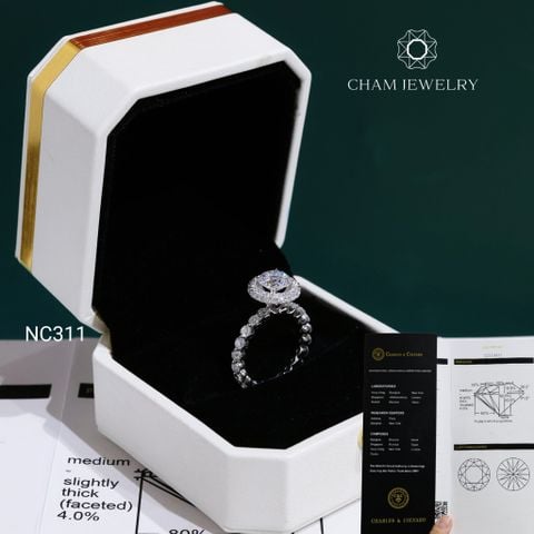 Nhẫn NC311 CHAM JEWELRY, Đá Moissanite C&C Chủ 7.2mm (Barcode OCNN144)