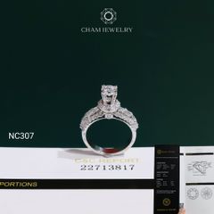 Nhẫn NC307 CHAM JEWELRY, Đá Moissanite C&C Chủ 5.4mm (Barcode OCNN134)