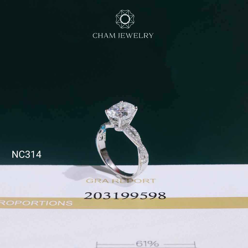 Nhẫn NC314 CHAM JEWELRY, Đá Moissanite Chủ Oval 8x10mm (Barcode OCNN151)