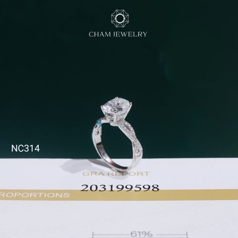 Nhẫn NC314 CHAM JEWELRY, Đá Moissanite Chủ Oval 8x10mm (Barcode OCNN151)