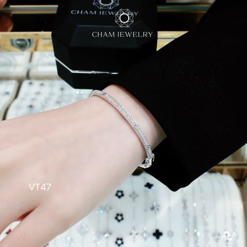 Vòng Tay VT47 CHAM JEWELRY, Vòng Cariter Full Đá, Bản 3.0mm (Barcode CV5849)