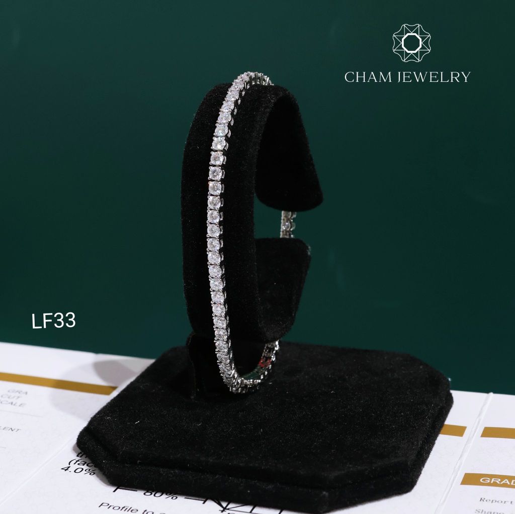 Lắc Tay LF33 CHAM JEWELRY, Full Moissanite Cao Cấp 3.0mm (Barcode OCL08)