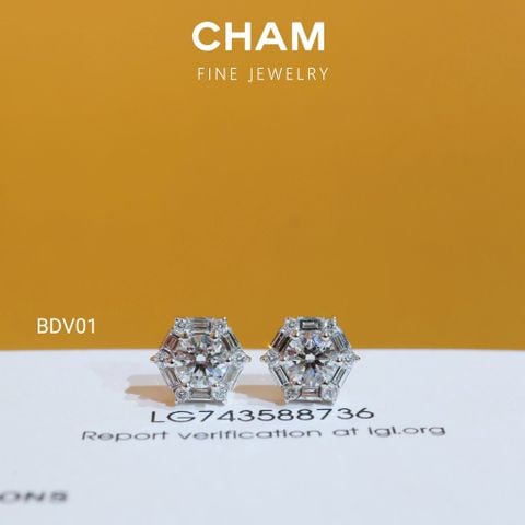 Hoa Tai BDV01 Chủ 5.0mm E VVS2 Vàng 10k Kim Cương Lab Grown Diamond