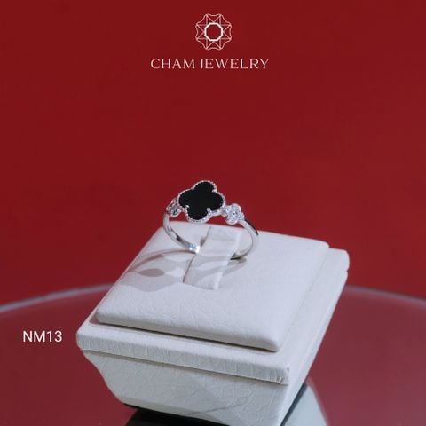 Nhẫn CHAM JEWELRY NM13, Nhẫn Cỏ 4 lá Đen Bản 8.0mm (Barcode TNT565)