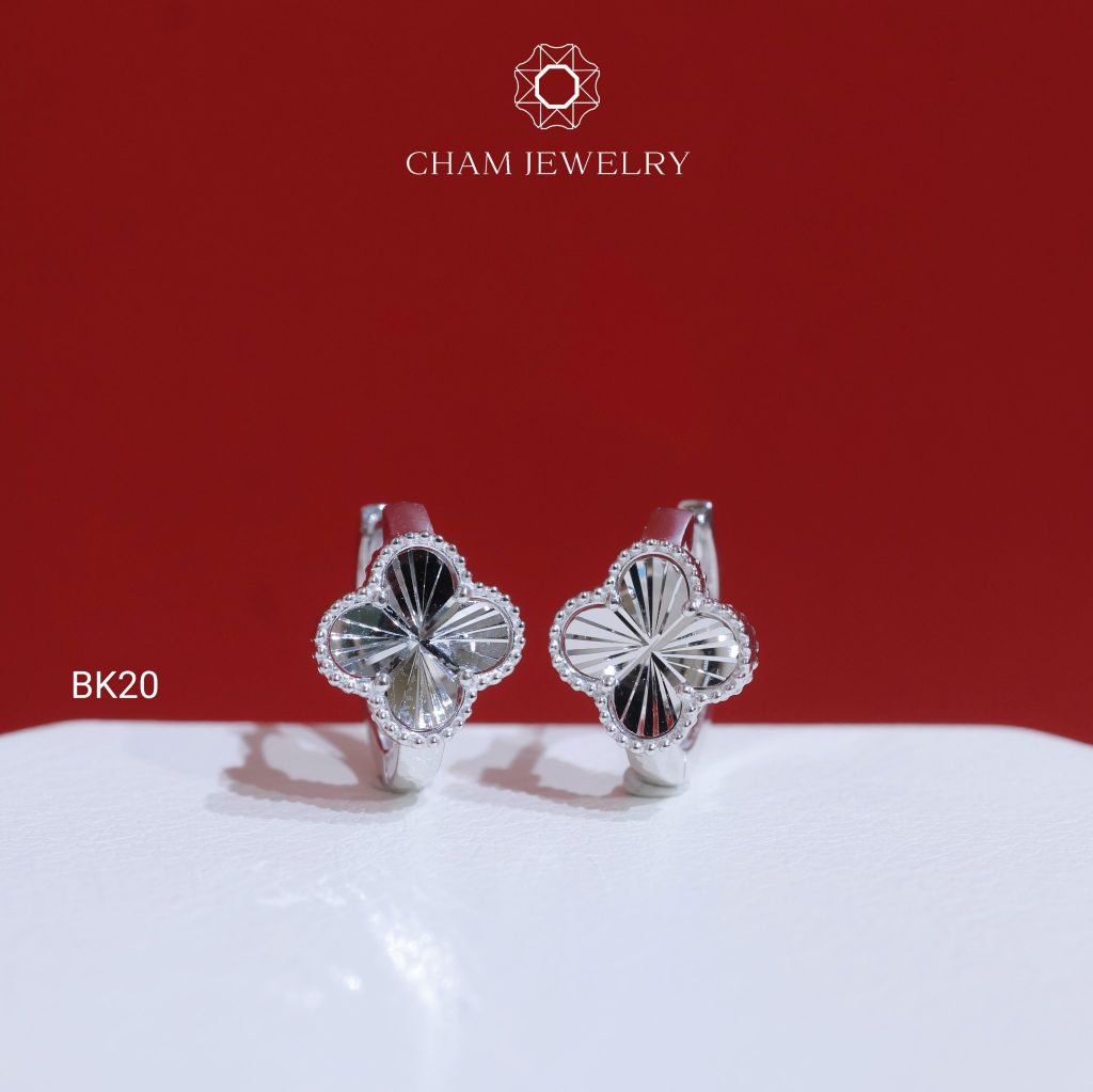 Hoa Tai BK20 CHAM JEWELRY , Hoa Tai Cỏ 4 Lá Bản 10.0mm ( Barcode TBK344).