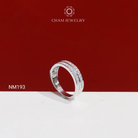 Nhẫn NM193 CHAM JEWELRY, Nhẫn Nửa Hàng Đá Đôi Bản 5.0mm ( C-NHN393(B12) ).