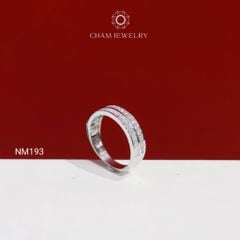 Nhẫn NM193 CHAM JEWELRY, Nhẫn Nửa Hàng Đá Đôi Bản 5.0mm ( C-NHN393(B12) ).