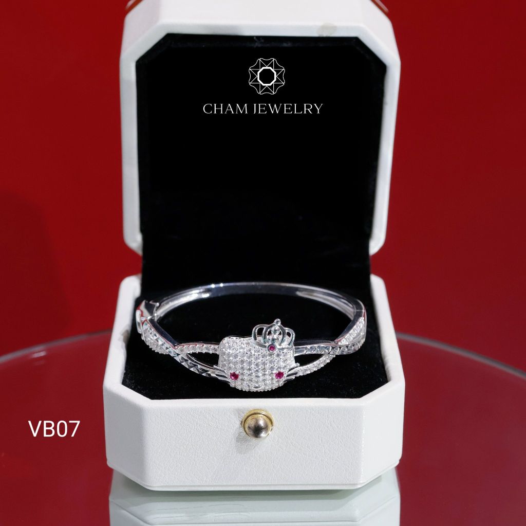 Vòng Tay Bé VB07 CHAM JEWELRY, Vòng Mèo Vương Miện (Barcode TVB166V)