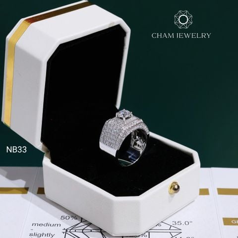 Nhẫn Nam NB33 CHAM JEWELRY, Full Moissanite Chủ 6.3mm (Barcode ONNA67)