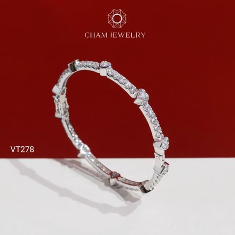 Vòng Tay VT278 CHAM JEWELRY , Vòng Full Đá Kiểu Trái Tim ( C4V907 )