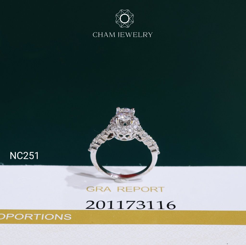 Nhẫn NC251 CHAM JEWELRY, Nhẫn Full Đá Moissanite Chủ 5.0mm (Barcode OCNN57)