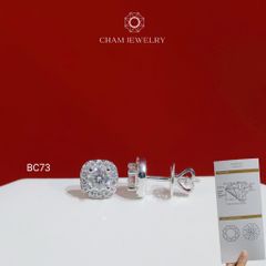 Hoa Tai BC73 CHAM JEWELRY, Hoa Tai Full Moissanite Chủ 4.5mm (Barcode OCB05)
