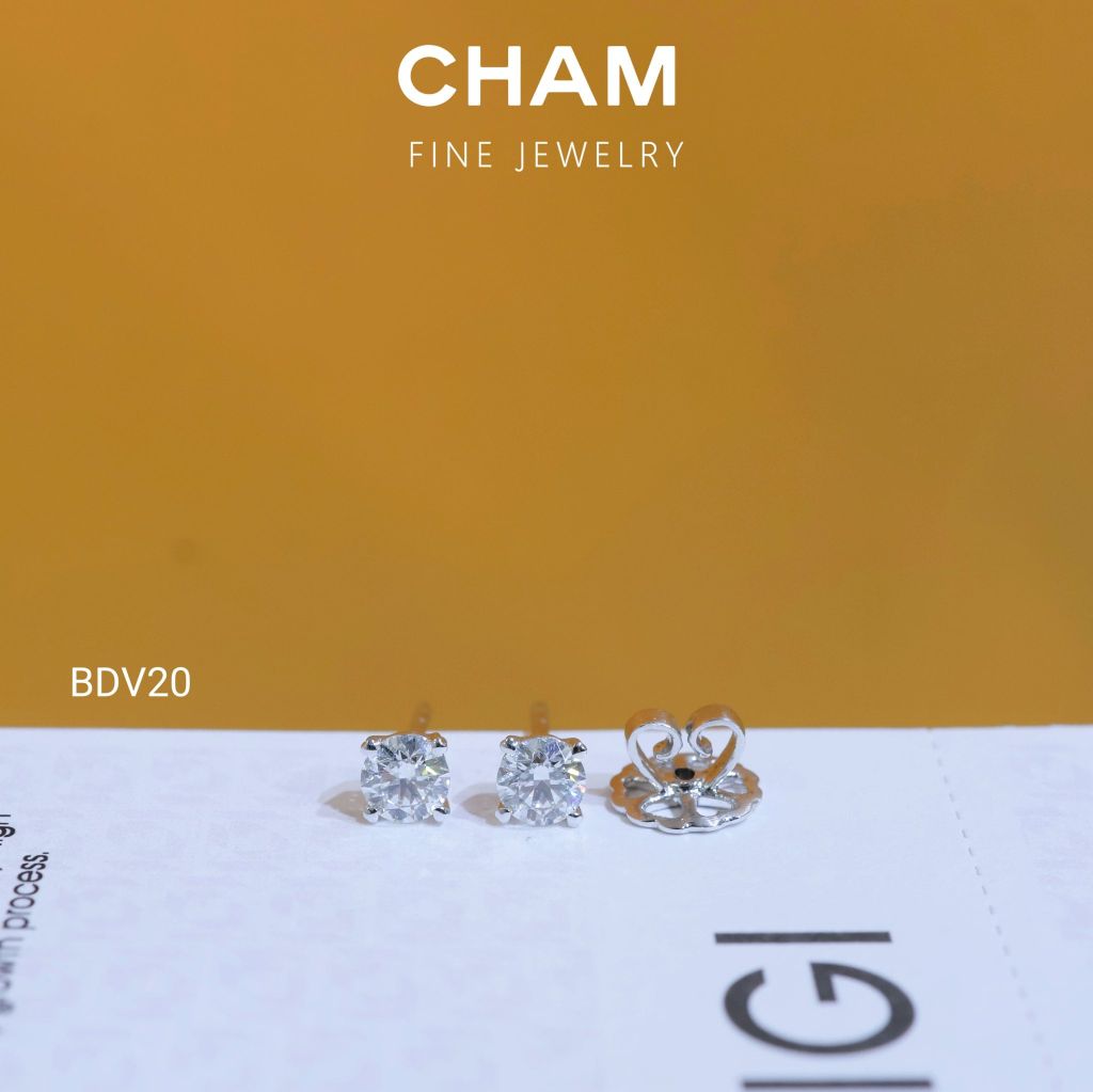 Hoa Tai BDV20 Chủ 4.5mm Vàng 10k Kim Cương Lab Grown Diamond