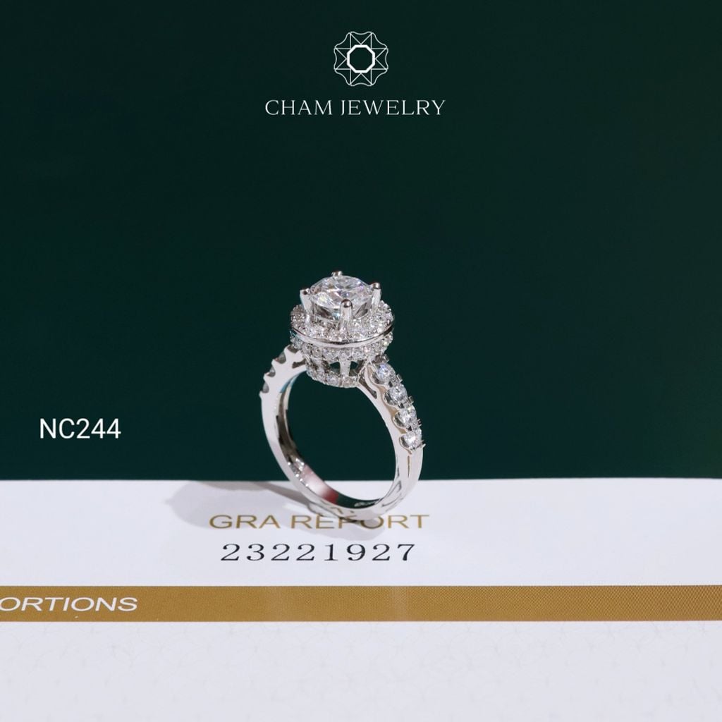 Nhẫn NC244 CHAM JEWELRY, Nhẫn Full Đá Moissanite Chủ 6.3mm (Barcode OCNN53)