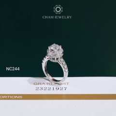 Nhẫn NC244 CHAM JEWELRY, Nhẫn Full Đá Moissanite Chủ 6.3mm (Barcode OCNN53)