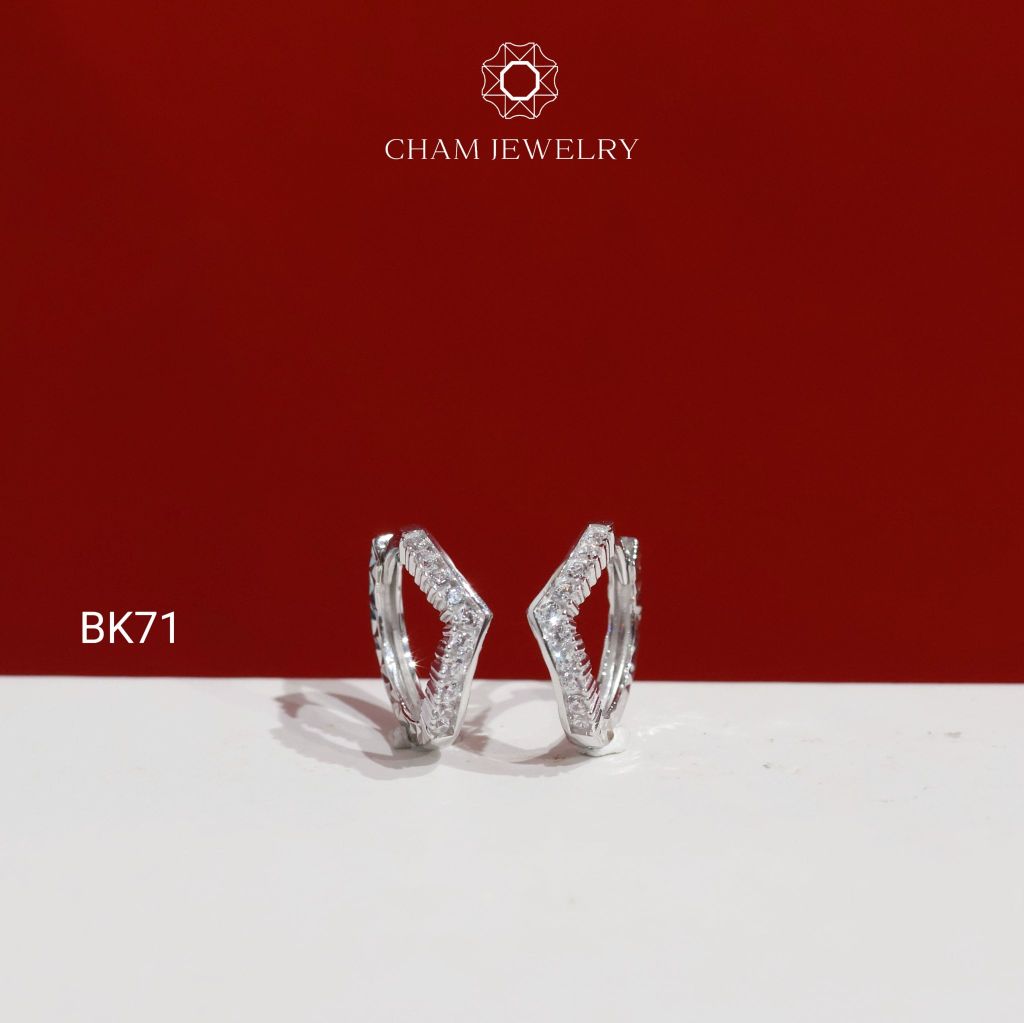 Hoa Tai BK71 CHAM JEWELRY, Hoa Tai Khoen Vương Miện Bản 2.0mm (Barcode TBK403).