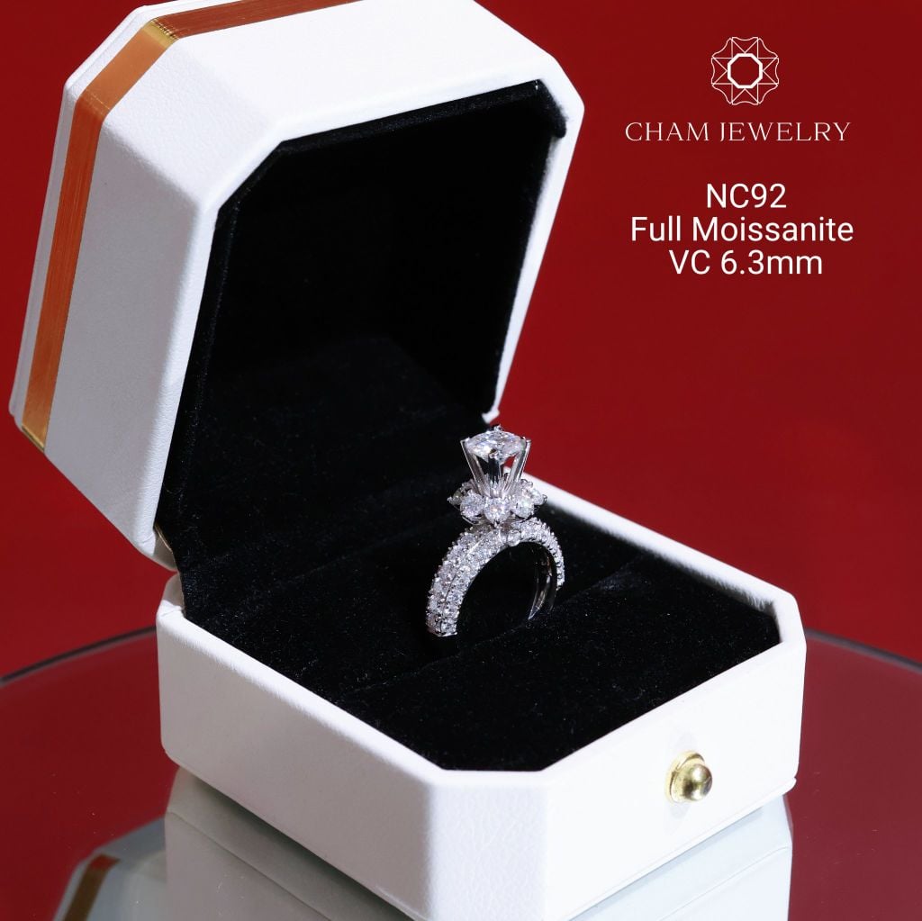 Nhẫn NC92 CHAM JEWELRY, Full Đá Moissanite, Chủ 7.2mm (Barcode ONNU60)