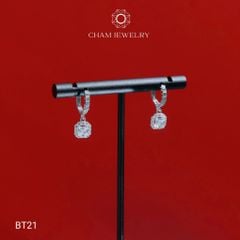 Hoa Tai CHAM JEWERLY BT21, Hoa Tai Tòn Ten Chủ Vuông 4.0mm ( Barcode TBT875).