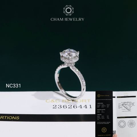 Nhẫn NC331 CHAM JEWELRY, Đá Moissanite C&C Chủ 8.1mm (Barcode OCNN177)
