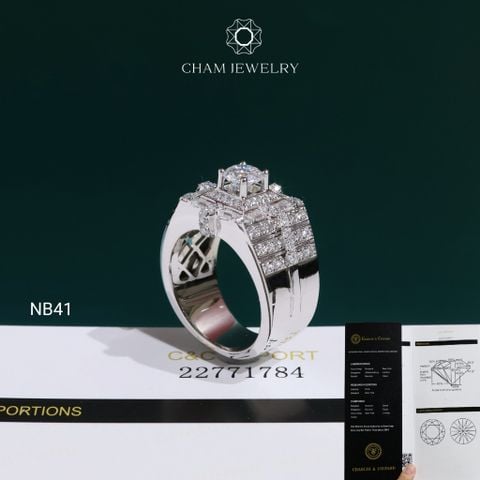 Nhẫn Nam NB41 CHAM JEWELRY,  Moissanite C&C Chủ 6.0mm (Barcode OCNA09)