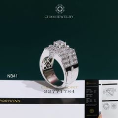 Nhẫn Nam NB41 CHAM JEWELRY,  Moissanite C&C Chủ 6.0mm (Barcode OCNA09)