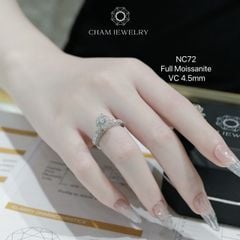 Nhẫn NC72 CHAM JEWELRY, Full Kim Cương Moissanite, Chủ 4.5mm (Barcode ONNU77)