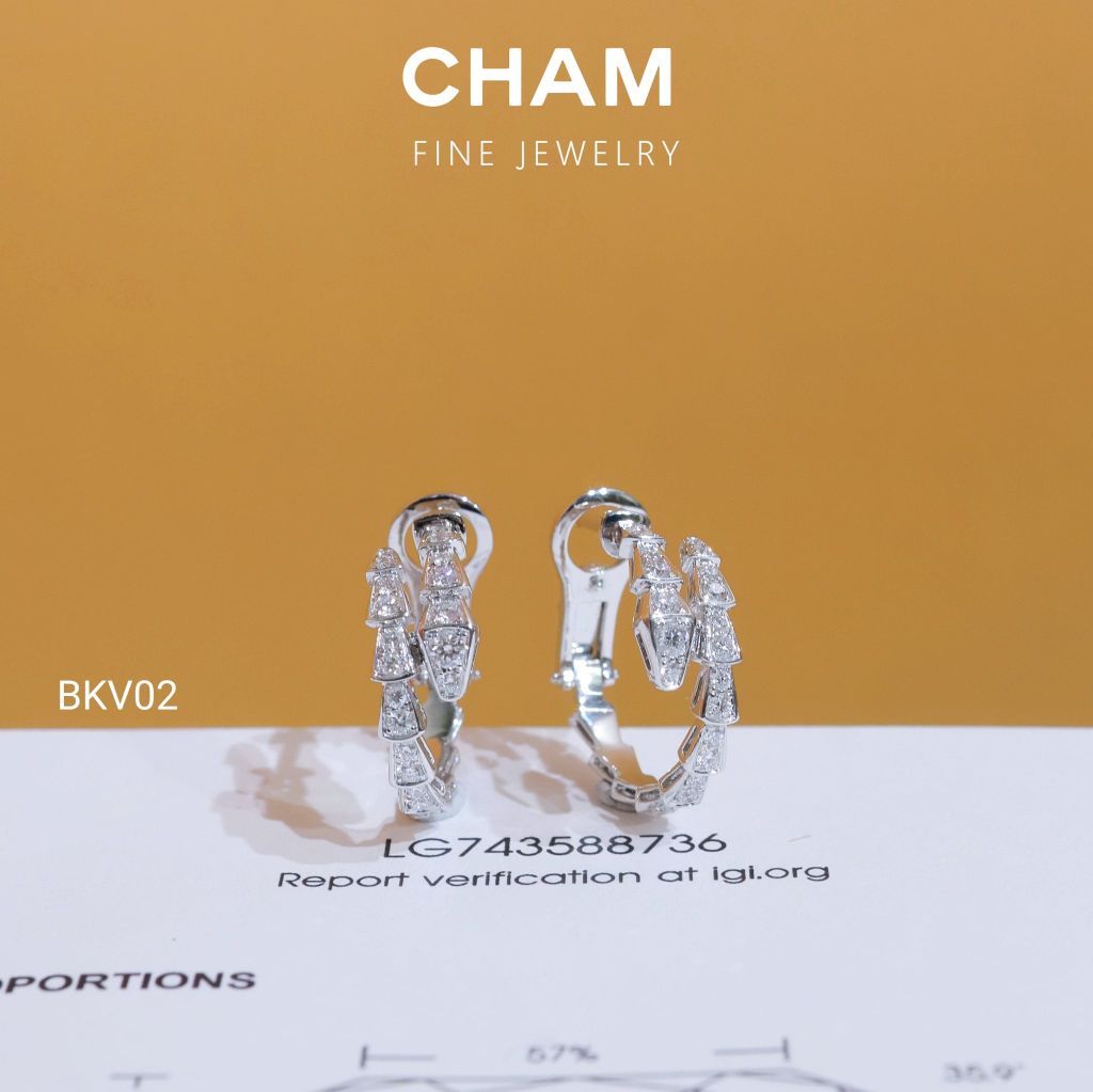 Hoa Tai BKV02 Vàng 10k Kim Cương Lab Grown Diamond