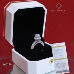 Nhẫn NC136 CHAM JEWELRY, Full Đá Moissanite, Chủ 6.3mm (Barcode OCNN01).
