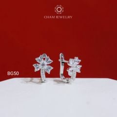 Hoa Tai BG50 CHAM JEWELRY, Hoa Tai Kiểu Cỏ 4 Lá Trái Tim 3.0mm  (Barcode TBG211).