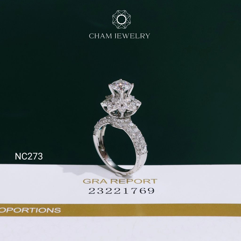 Nhẫn NC273 CHAM JEWELRY, Nhẫn Full Đá Moissanite Chủ 6.3mm(Barcode OCNN79)