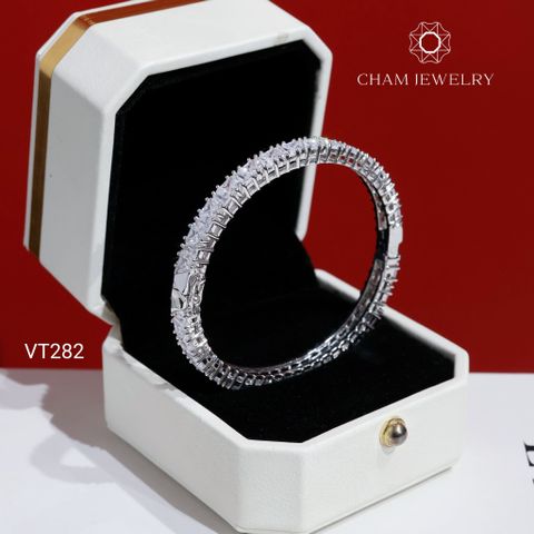 Vòng Tay VT282 CHAM JEWELRY, Vòng Kiểu Full Đá Tam Giác Bản 5.0mm (C04V672).